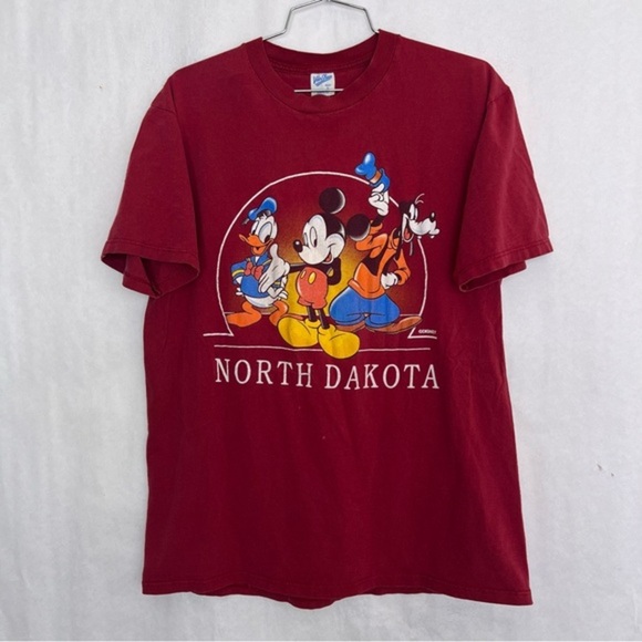 VTG Disney Character Red T-Shirt Shirt Large Lrg L Vintage Mickey Mouse - Picture 1 of 4